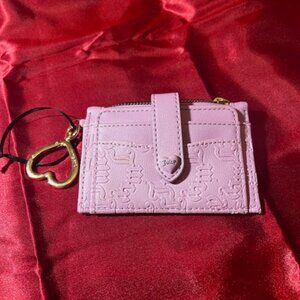 Juicy Couture Heartless Tab Elongated Credit Card Case PINK faux leather